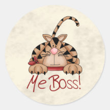 Boss Cat Round Sticker
