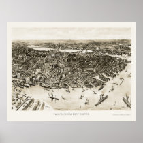 Boston, MA Panoramic Map - 1905 Print