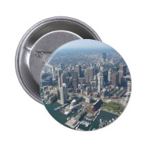 Boston Mass Skyline Pinback Buttons