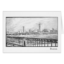 Boston Skyline, Boston Greeting Card