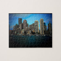 Boston Skyline Cartoon Art Puzzle