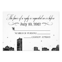 Boston skyline RSVP card Custom Invites