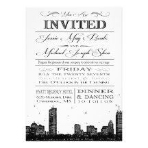 Boston skyline wedding invitation
