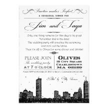 Boston skyline wedding invitation