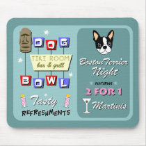 Boston Terrier Bowling Tiki Night Mousepad