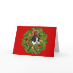 Boston Terrier Christmas Card Wreath