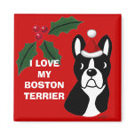 Boston Terrier Christmas Cartoon Fridge Magnets