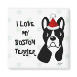 Boston Terrier Christmas Cartoon Snowflake Magnet