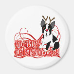 Boston Terrier Christmas Magnet