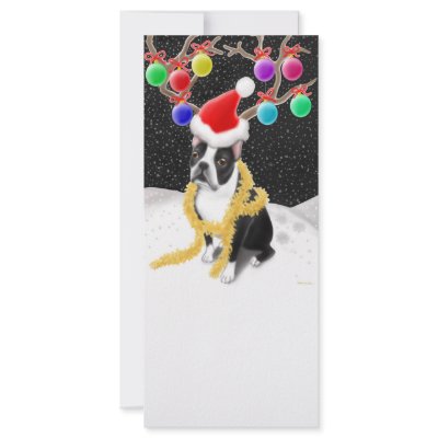 Boston Terrier Christmas Rack Card by twopurringcats