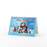 Boston Terrier Christmas Santa and Animals Greetin Cards