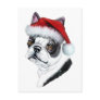 Boston Terrier Christmas Santa Post Card