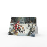 Boston Terrier Christmas Santa Woods Card