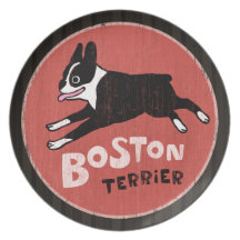 Boston Terrier Cool Vintage Style Plates