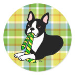 Boston Terrier Daddy 1 Plaid Stickers