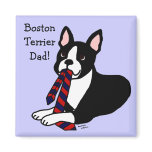 Boston Terrier Daddy with Tie 2 Refrigerator Magnets