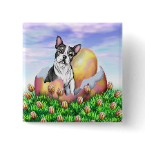 Boston Terrier Easter Surprise Button