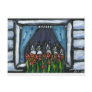 Boston Terrier family in the window Postcards
