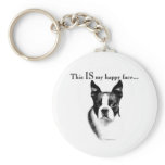 Boston Terrier Happy Face Keychain