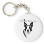 Boston Terrier Happy Face Keychain