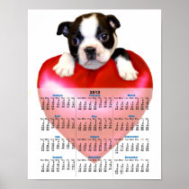 Boston terrier heart 2012 calendar poster