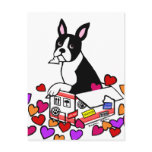 Boston Terrier in the Box Cartoon Postcards