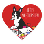 Boston Terrier in the Box Cartoon Valentine stickers
