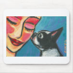 Boston Terrier kiss Mouse Mats