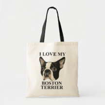 Boston Terrier Love Canvas Bags