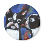 Boston Terrier love kiss painting Refrigerator Magnet