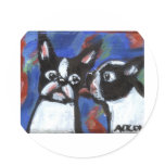 Boston Terrier love kiss painting Round Sticker