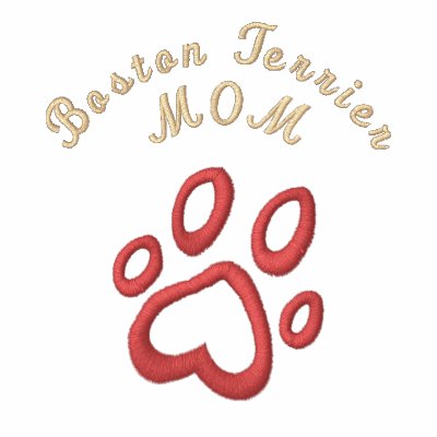 Boston Terrier Mum Text Design Embroidered Hoodie by lovepups