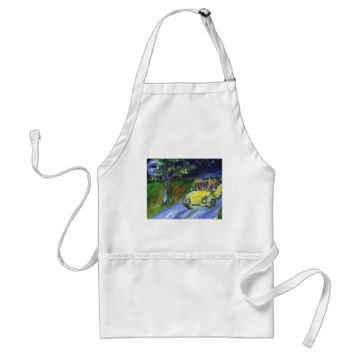 Boston Terrier nighttime car ride Aprons by zadajeanne