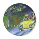 Boston Terrier nighttime car ride Fridge Magnet