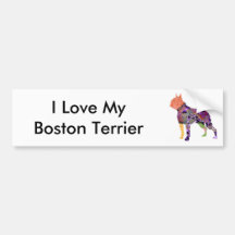 Boston Terrier Patchwork Pet Bumper Sticker