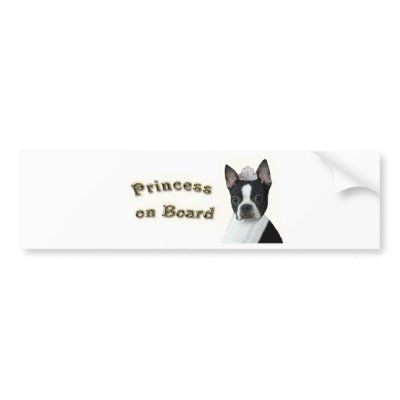 Boston Terrier:  Princess on Board Bumper Sticker by wigglebutthut