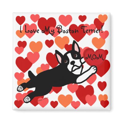 Boston Terrier & Red Heart Cartoon by HappyLabradors