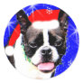 Boston Terrier Santa Sticker