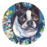 Boston Terrier Shredder mischief Round Stickers