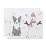 Boston Terrier & Snowman Personalized Invites