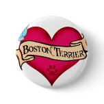 Boston Terrier Tattoo Heart buttons