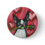 Boston Terrier Valentine Rose Pin