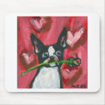 Boston Terrier Valentine Rose Mouse Pad