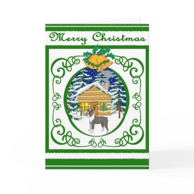 Boston Terrier Vintage Christmas Greeting Card by freespiritdesigns
