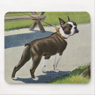Boston Terrier Vintage Mousepad by normagolden