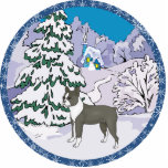 boston terrier winter acrylic cut out