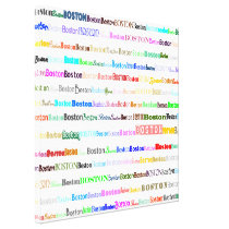 Boston Text Design II Wrapped Canvas Stretched Canvas Prints