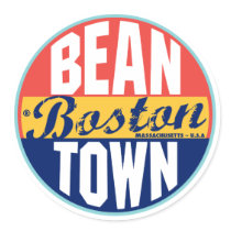 Boston Vintage Label Round Sticker