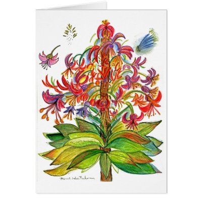 Botanical 51 Red and Green plant Card by Julier