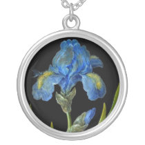 Botanical-Flower-Iris-Blue-Iris-on-Black-32 Jewelry